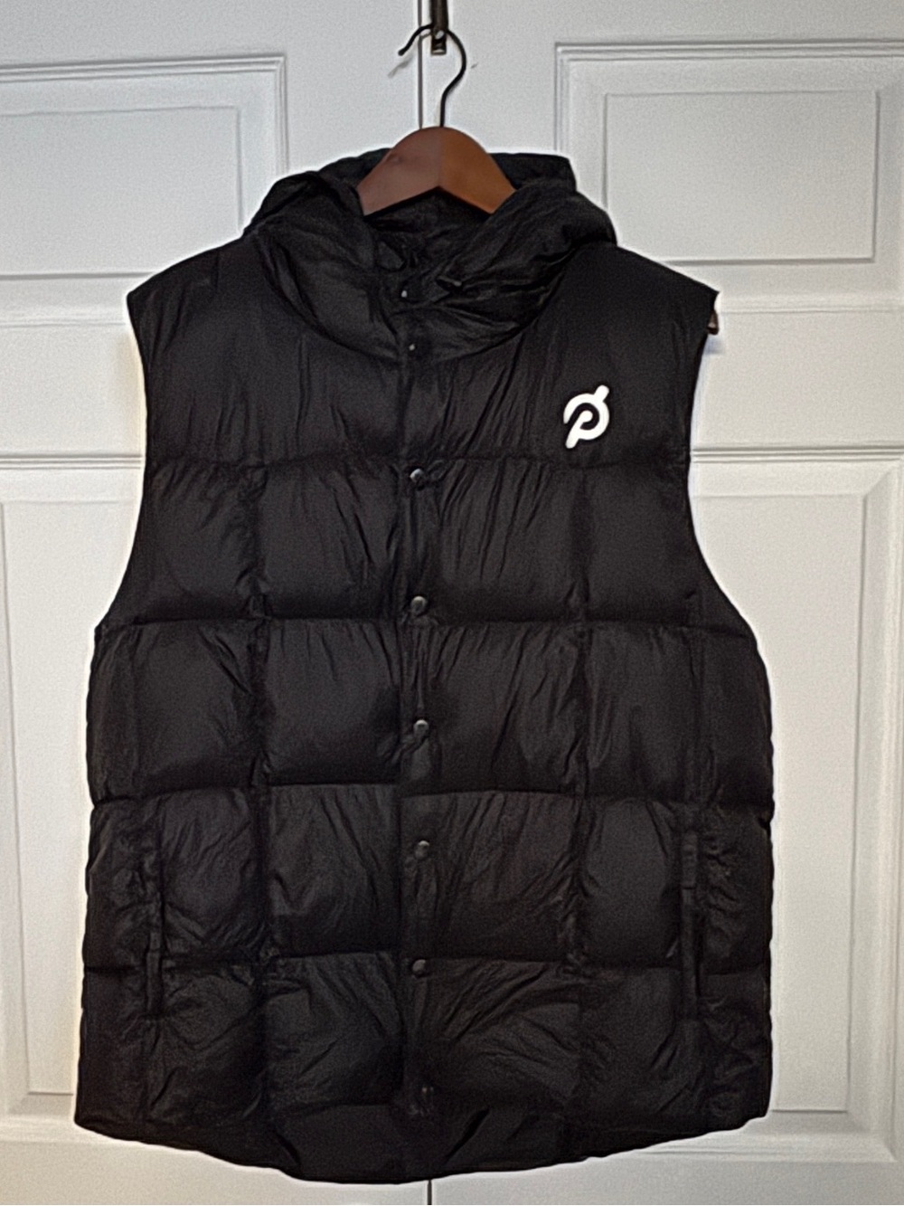 Peloton Black Hooded Down Puffer Vest Large